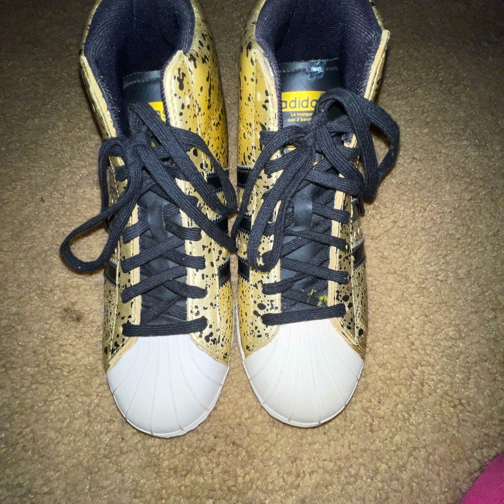 Gold Adidas shoes